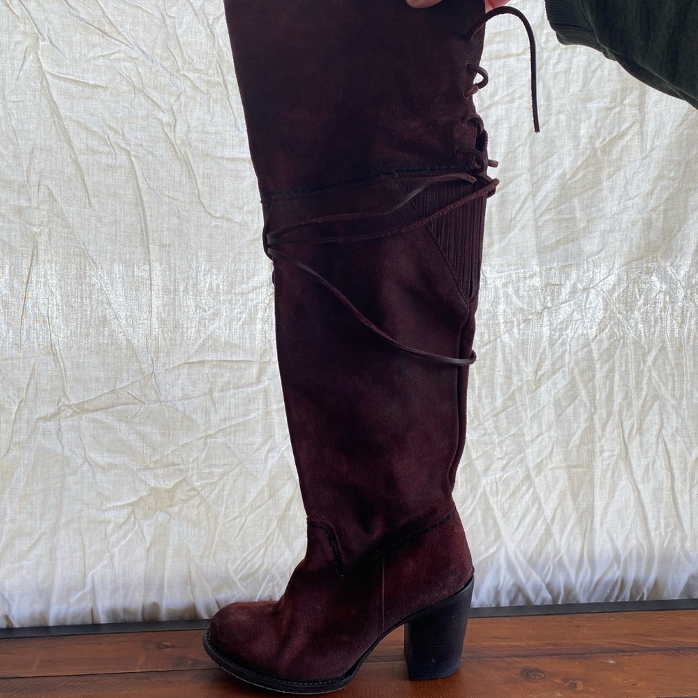 Freebird maroon over the knee boot
